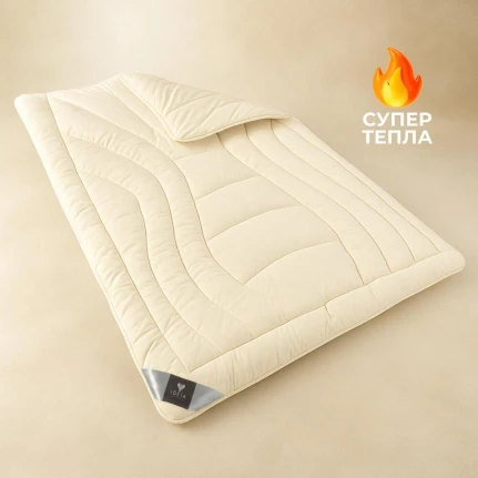 Ковдра Wool Premium вовняна 155х210 см IDEIA двошарова зимова вовна супер тепла бавовна натуральна