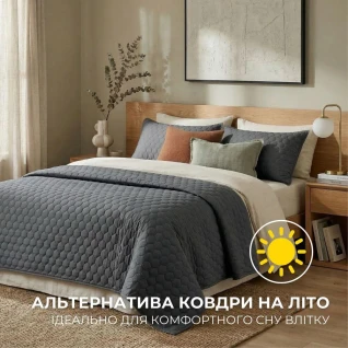 Покривало на ліжко Silhouette 220x240 IDEIA двостороннє міцне стьобання тканини антиалергенне сіре