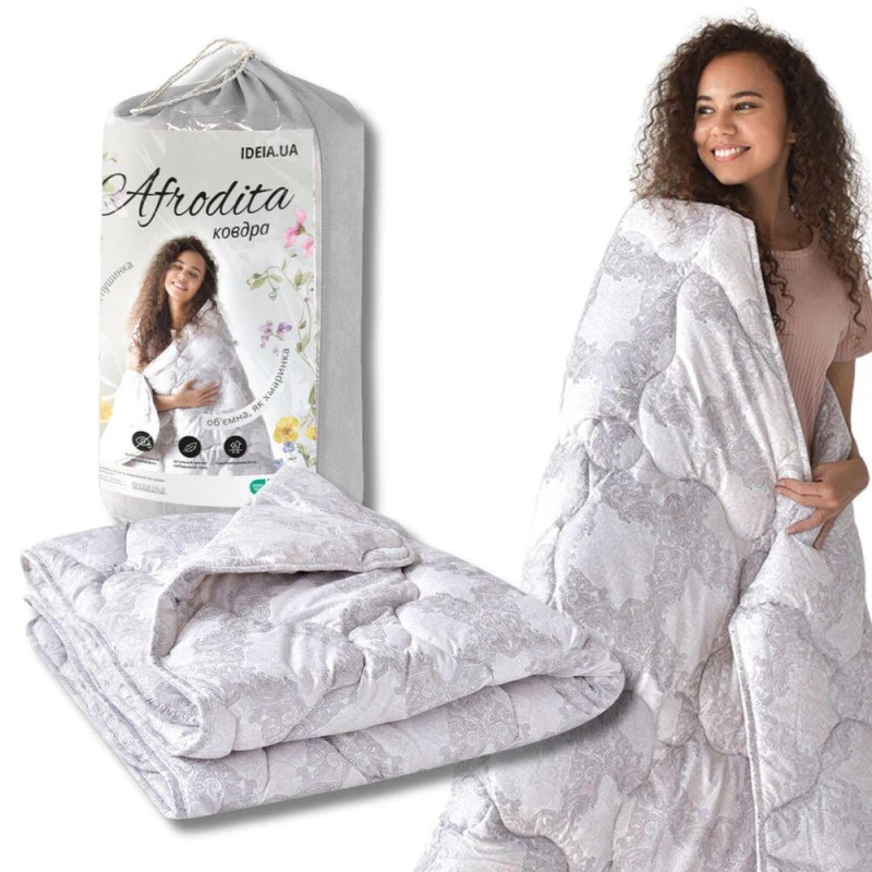Ковдра літня 175х210 Afrodita IDEIA, штучний пух, легка, полегшена