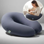 Подушка для вагітних і годування 30х190 см SeiDesign трикотаж гіпоалергенна, наволочка з бавовни на блискавці сірий-беж