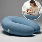 Подушка для вагітних і годування 30х190 см SeiDesign трикотаж гіпоалергенна, наволочка з бавовни на блискавці сірий-беж