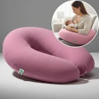 Подушка для вагітних і годування 30х190 см SeiDesign трикотаж гіпоалергенна, наволочка з бавовни на блискавці сірий-беж